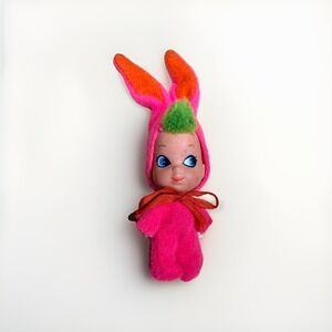 1966 Mattel Liddle Kiddles Animiddle Pink Easter Funny Bunny Rabbit Doll 3" Tall